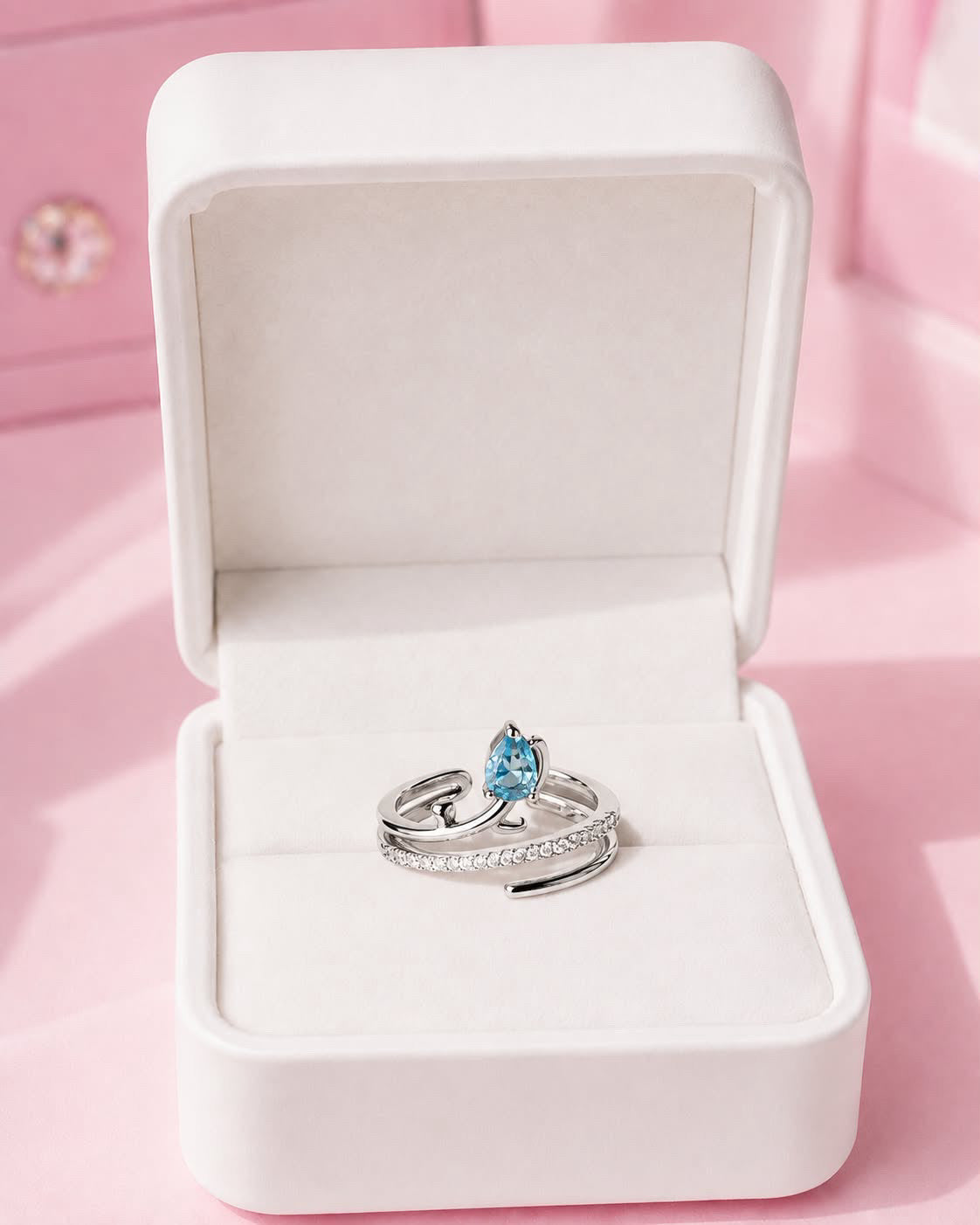 Anillo Tulipán Celeste 🩵💍🌷