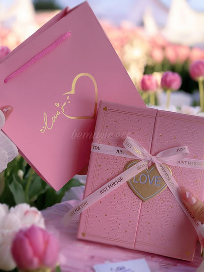 Set tulipanes in Blue 💙🌷con flores eternas rosadas 💕