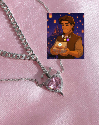 Collares corazón y espada Rapunzel/ enredados💘