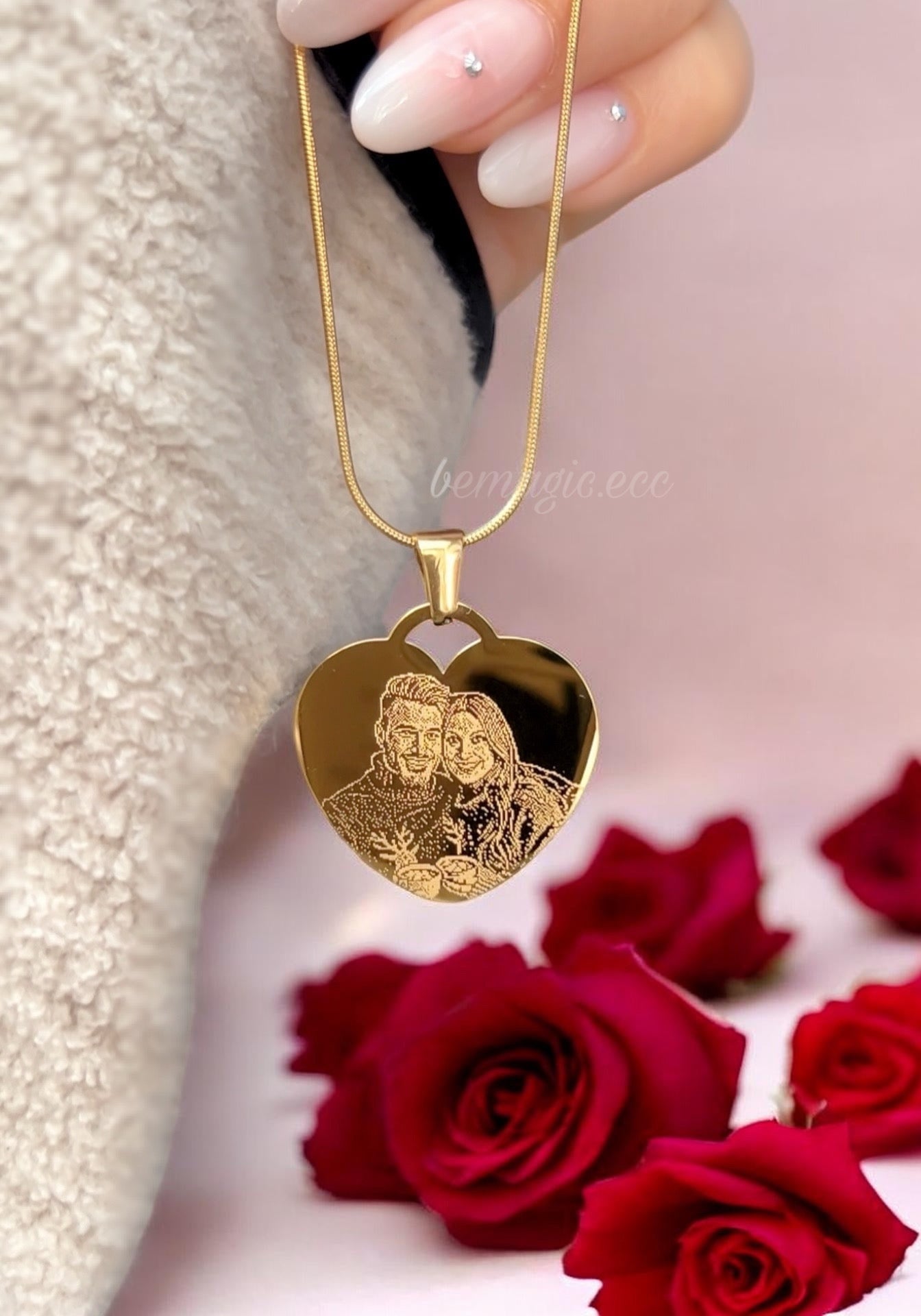 Collar fotograbado Medalla Corazón