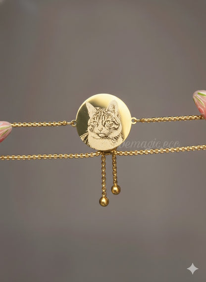 Pulsera fina fotograbada con medalla redonda 20mm
