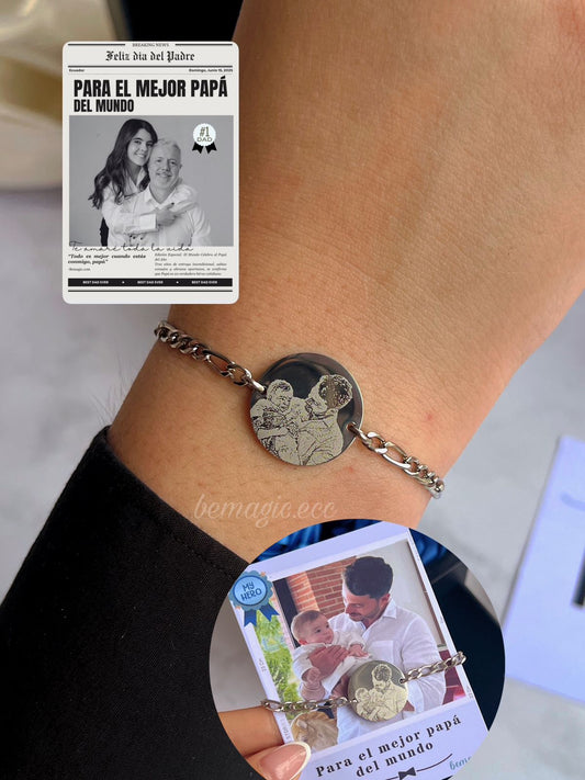 Brazalete fotograbado para Papá 🔗💙
