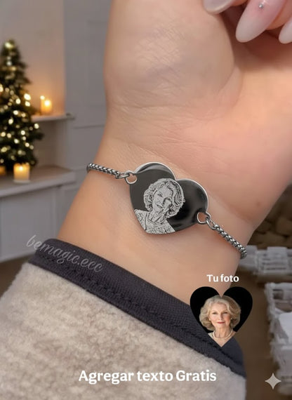 Brazalete fotograbado corazón Detalle Navidad 🎀🎄- ENVÍO GRATIS